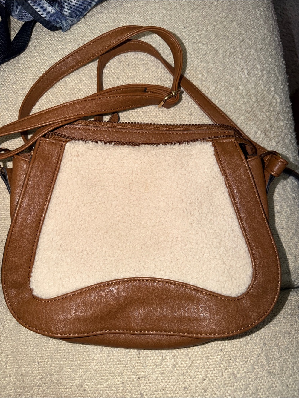 Jessica Simpson Cognac Brown Crossbody Bag with Gold Logo